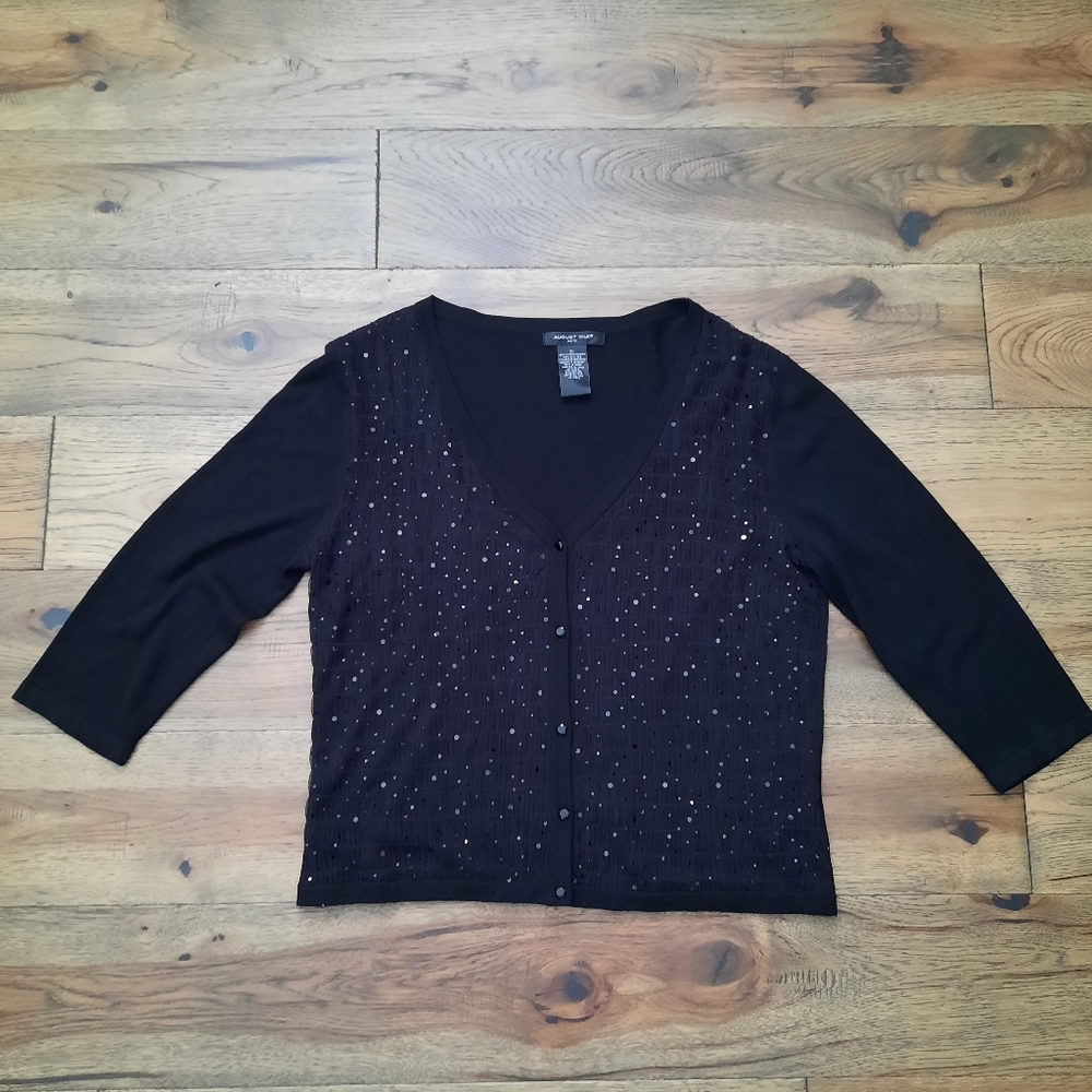 August Silk V-Neck Sparkle Dressy Cardigan